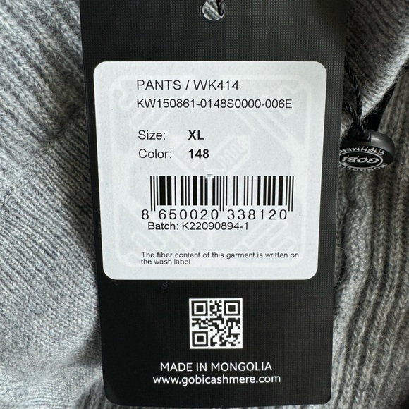 Gobi Cuffed Cashmere Jogger In Grey Size XL Elastic Waist Soft Comfy - Picture 8 of 8